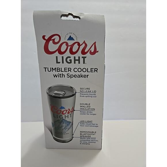 Coors Light Stainless Steel Tumbler Cooler w/ Speaker Grey NIB - Picture 3 of 16